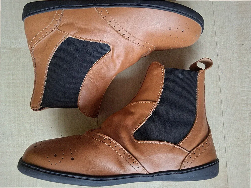ZAQQ Chelsea Leder Barfuß-Schuhe-high-Boots-Shoes 37 neuw.Handmade Germany braun