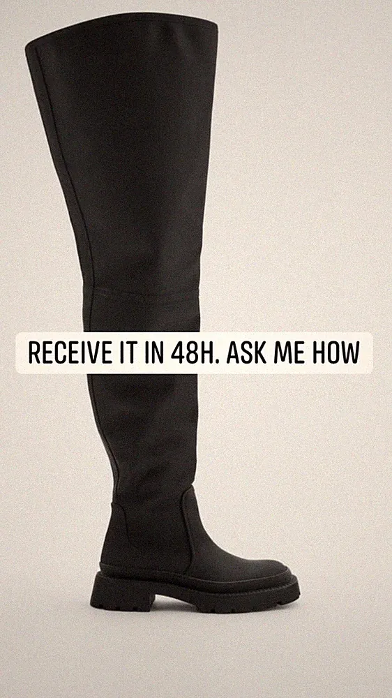 ZARA GUMMIERTE FLACHE OVERKNEE STIEFEL SCHWARZ ALLE GRÖßEN NEU FW2020 REF 301...
