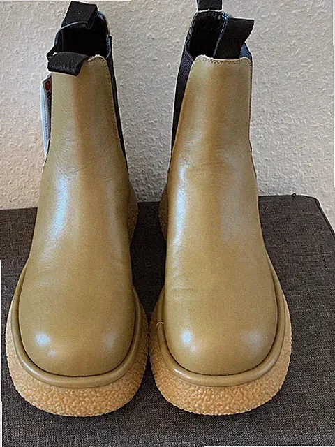 ZARA LEDERSTIEFELETTE Stiefelette Boots Profilsohle & Stretcheinsatz Gr 37 * Neu