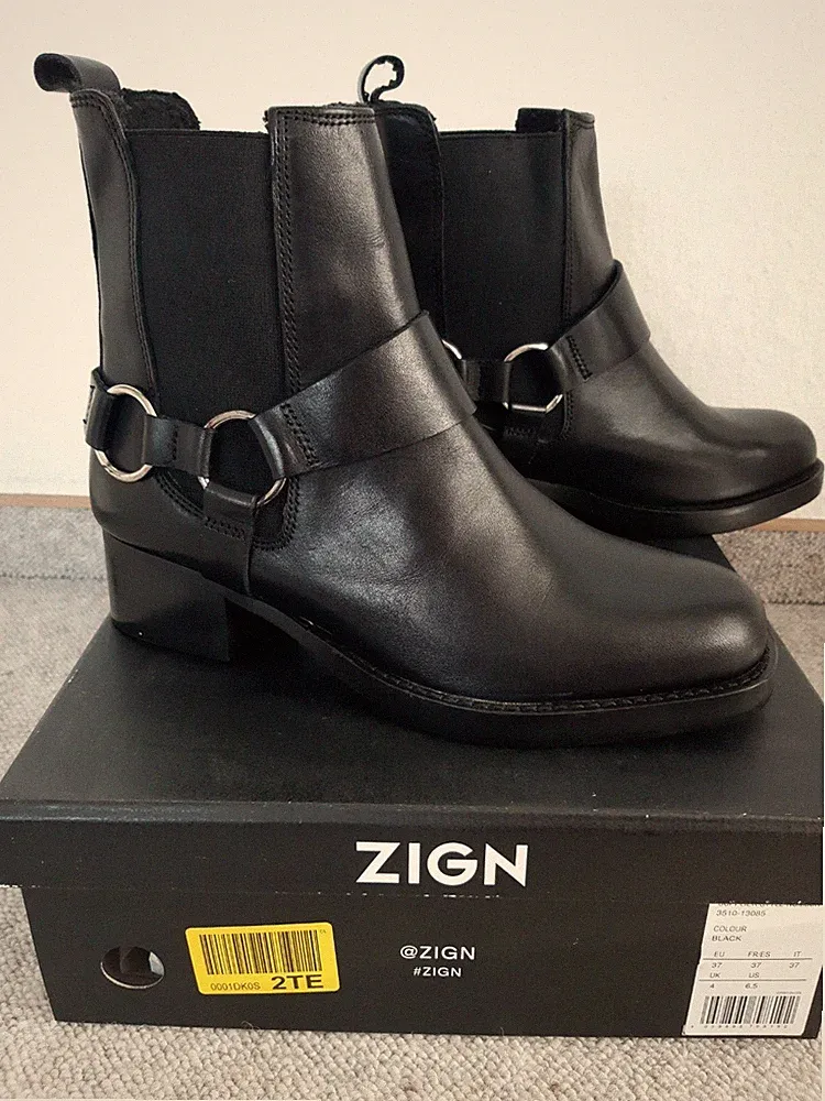 Zign Chelsea Boots - Stiefelette - Biker Boots - warm Gefüttert - Gr. 37 Schwarz